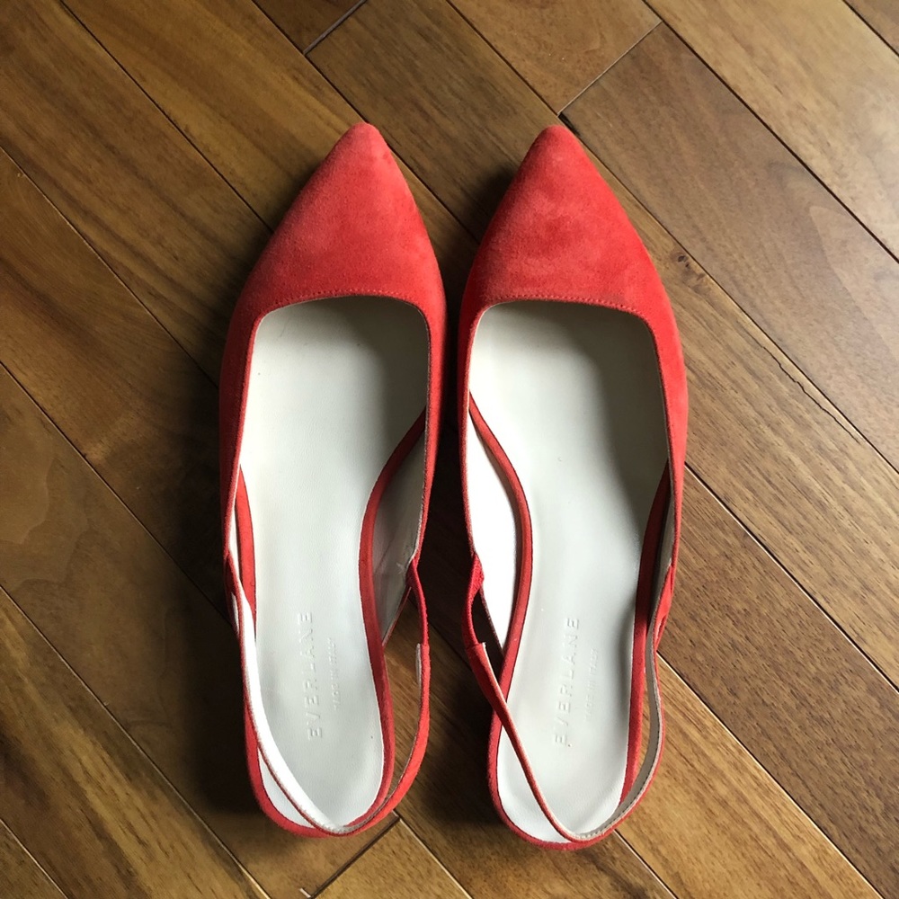 Everlane Red Pointed Slingback Flats - Picture 3 of 6